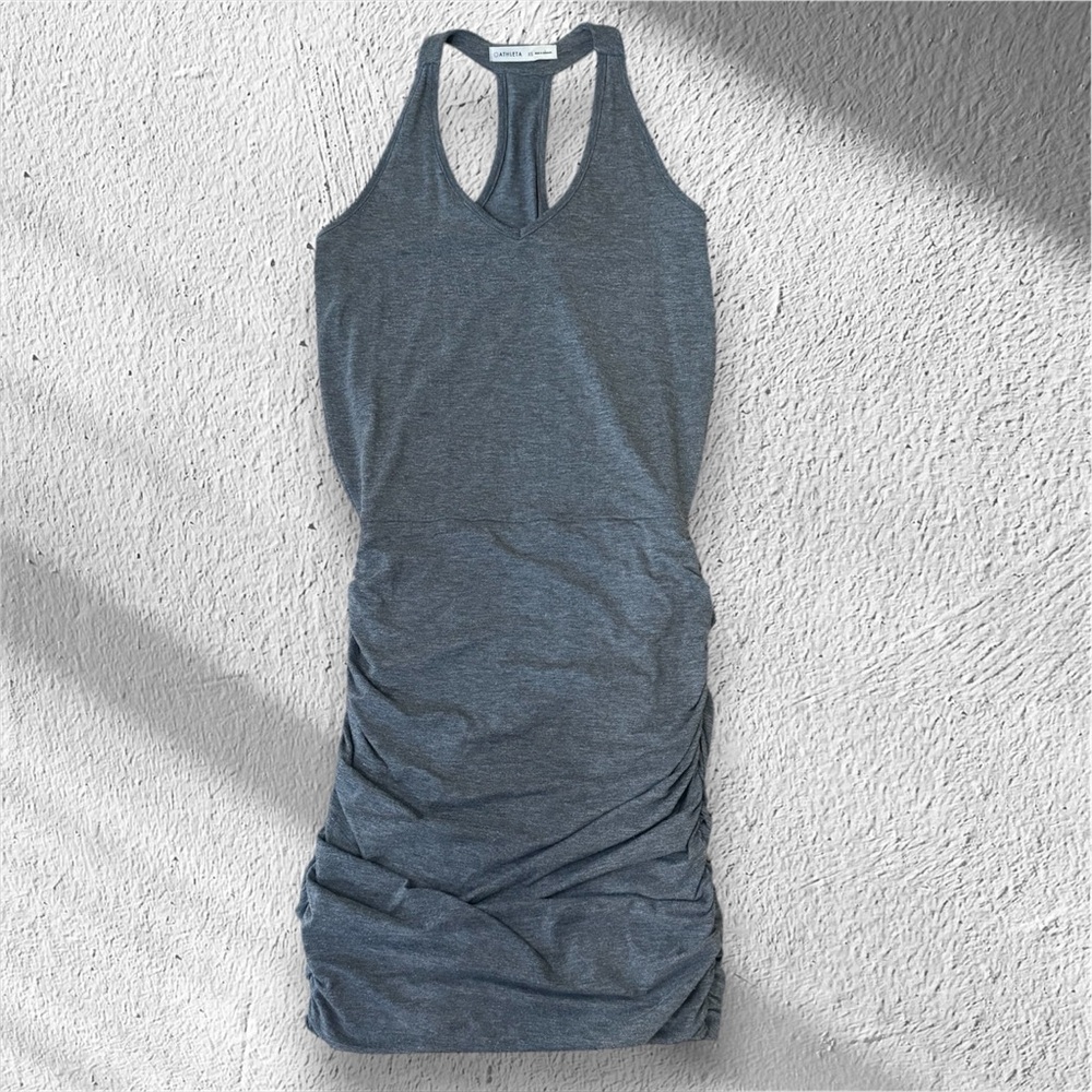 Athleta Sleeveless Racer Back Dress With Rouched Skirt Size XS
